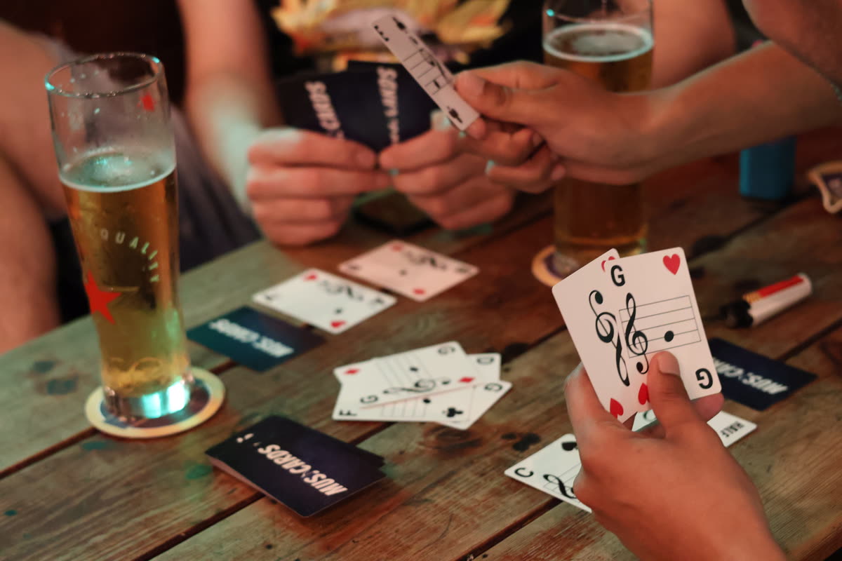 MusiCards spread out on a table showing musical notes